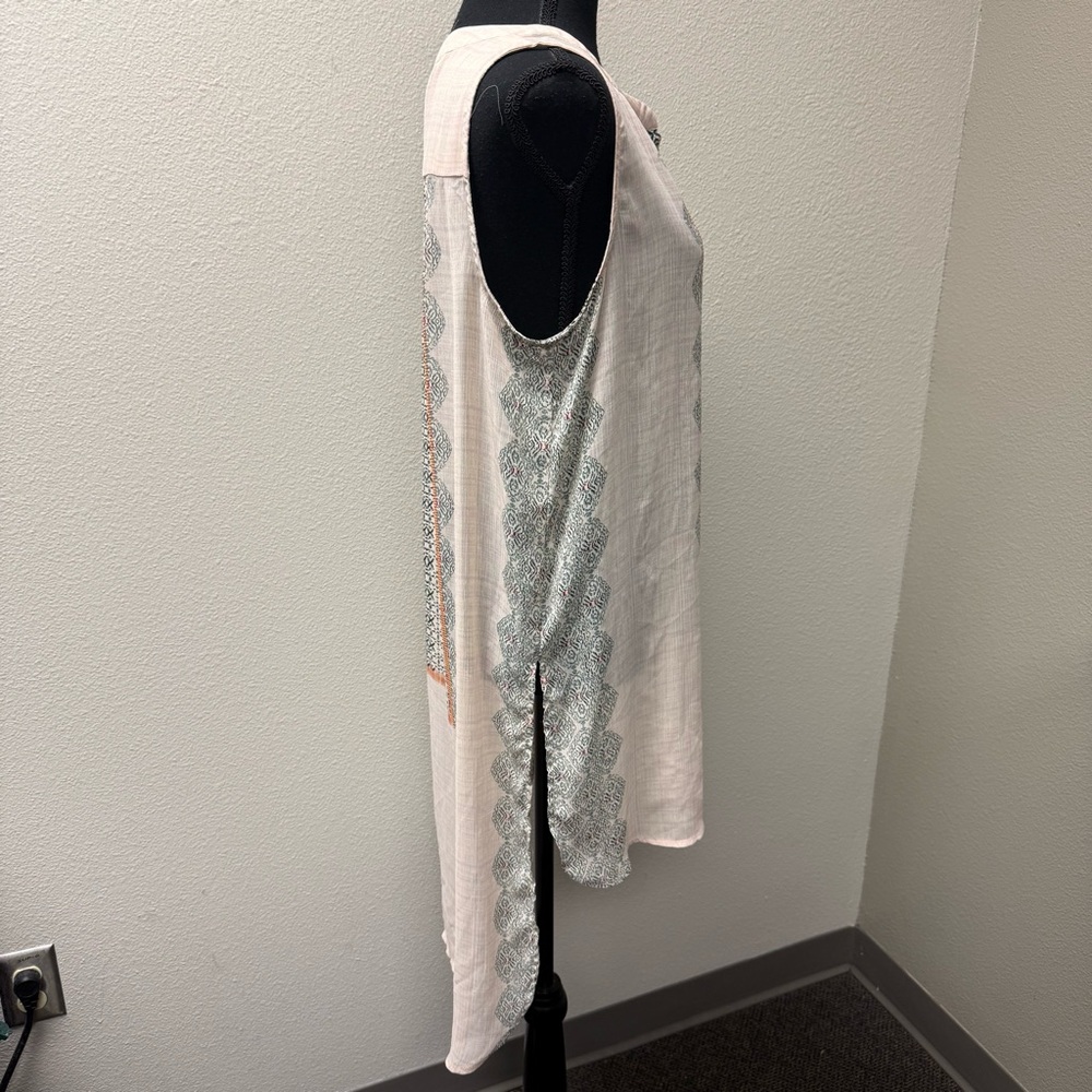 Knox Rose Boho Tunic Dress Size 1 Tan Black High Low Sleeveless - Picture 5 of 9